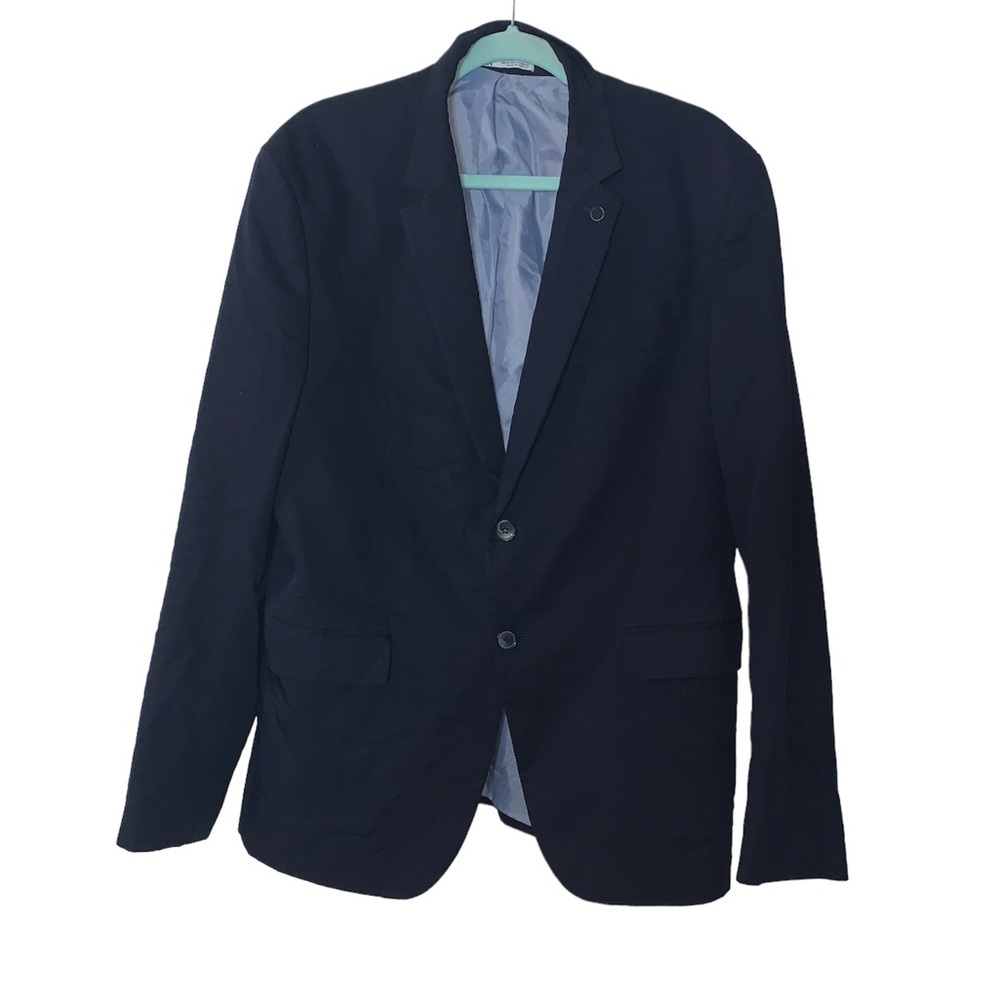 Zara Man Blazer Jacket Men’s Navy Blue 2 Button.​